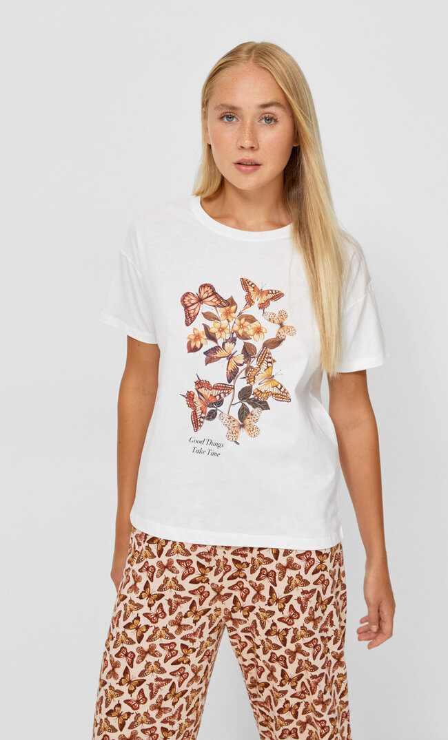 Stradivarius Pyjamashirt Dreamers Braun M