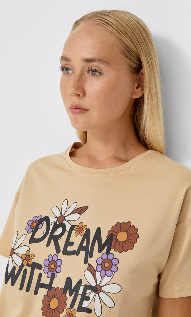 Stradivarius Пижамная Футболка Dreamers Бежевый S - купить | Squper