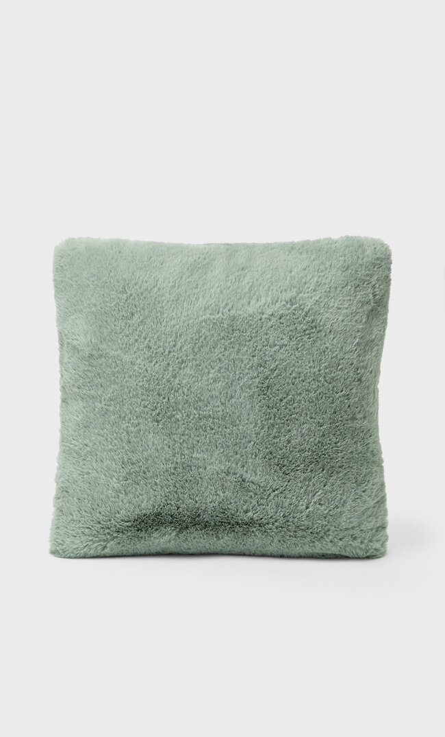 Stradivarius Faux Fur Cushion Cover Green 103