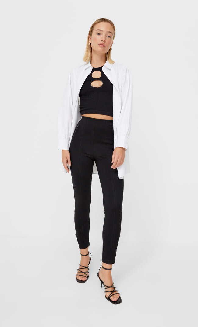 Stradivarius Colanți Skinny Negru S Stradivarius imagine megaplaza.ro