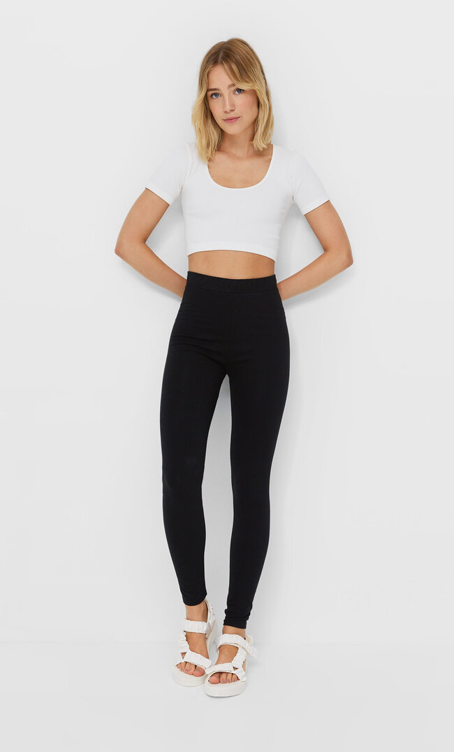 Stradivarius Legginsy Basic Czarny S