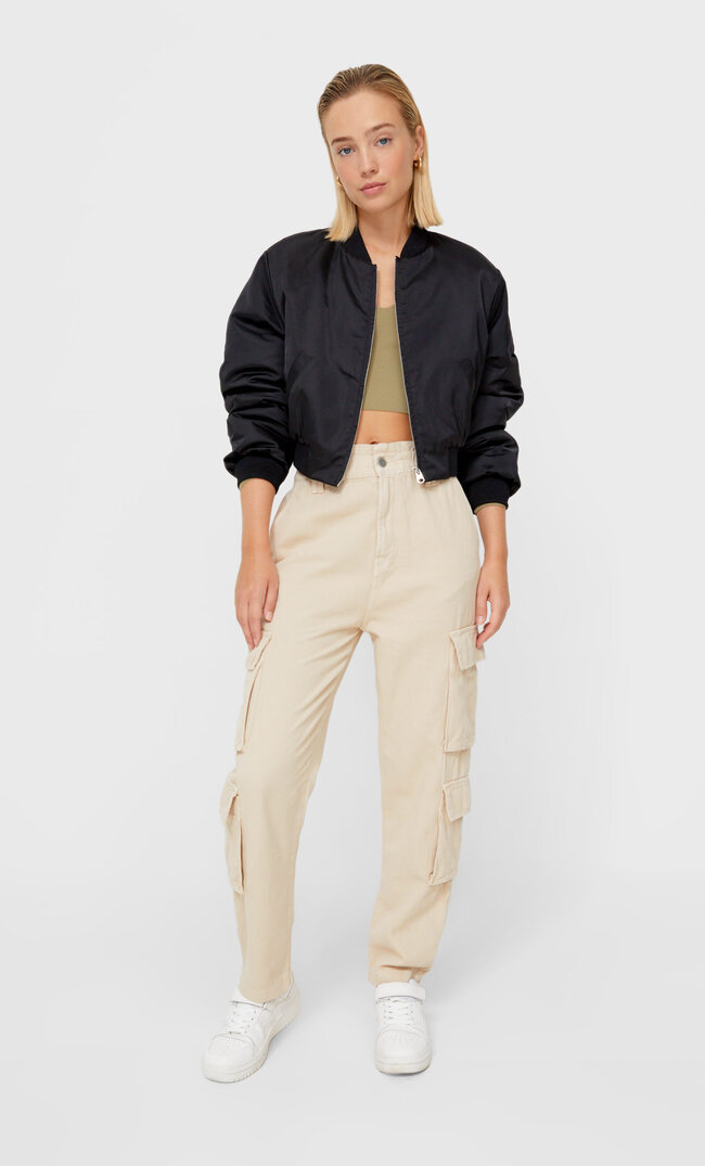 Stradivarius Cargohose Im Baggy-Fit Steingrau S