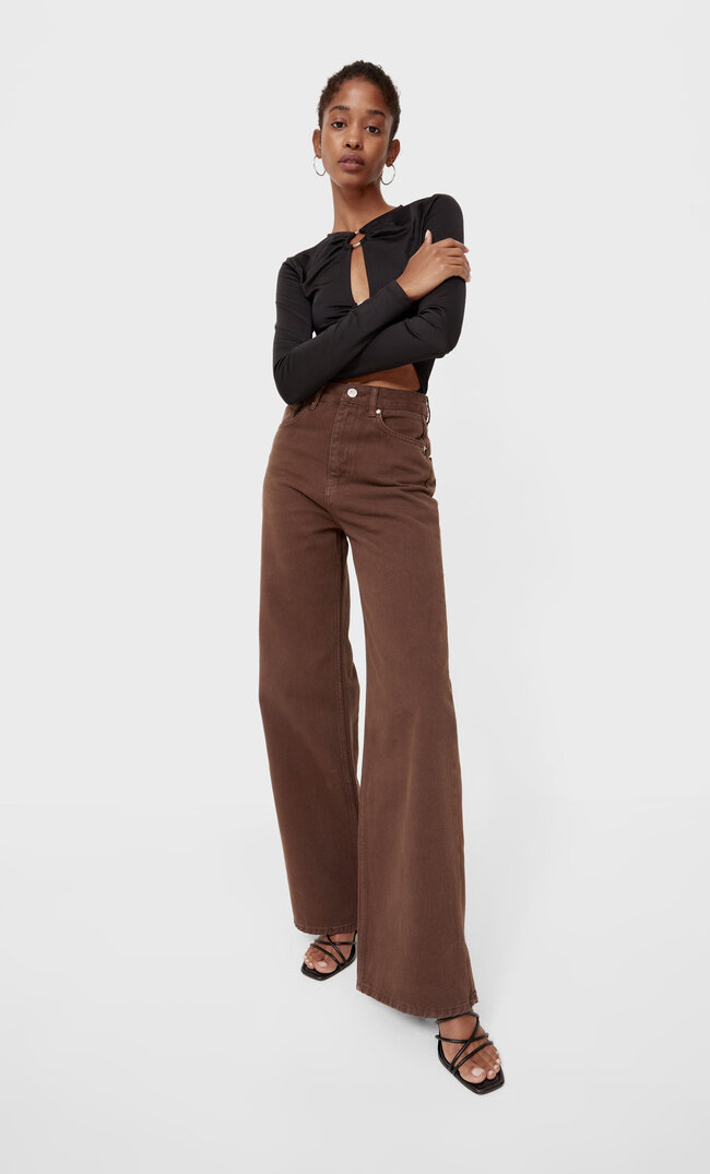 Super Wide-Leg Jeans Brown 