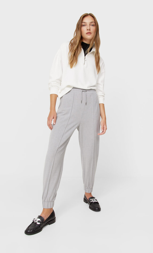 Stradivarius Formal Jogging Trousers Grey Melange L