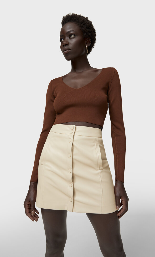 Stradivarius Pullover Mit V-Ausschnitt Braun S