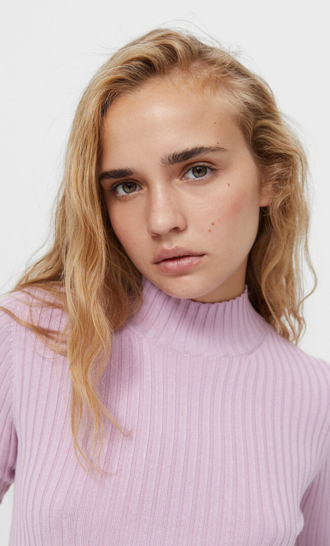 Stradivarius Stehkragenpullover Lila L