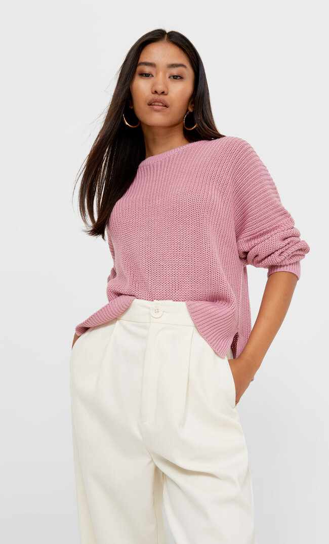 Stradivarius Strickpullover Im Slouchy-Fit Hellrosa S