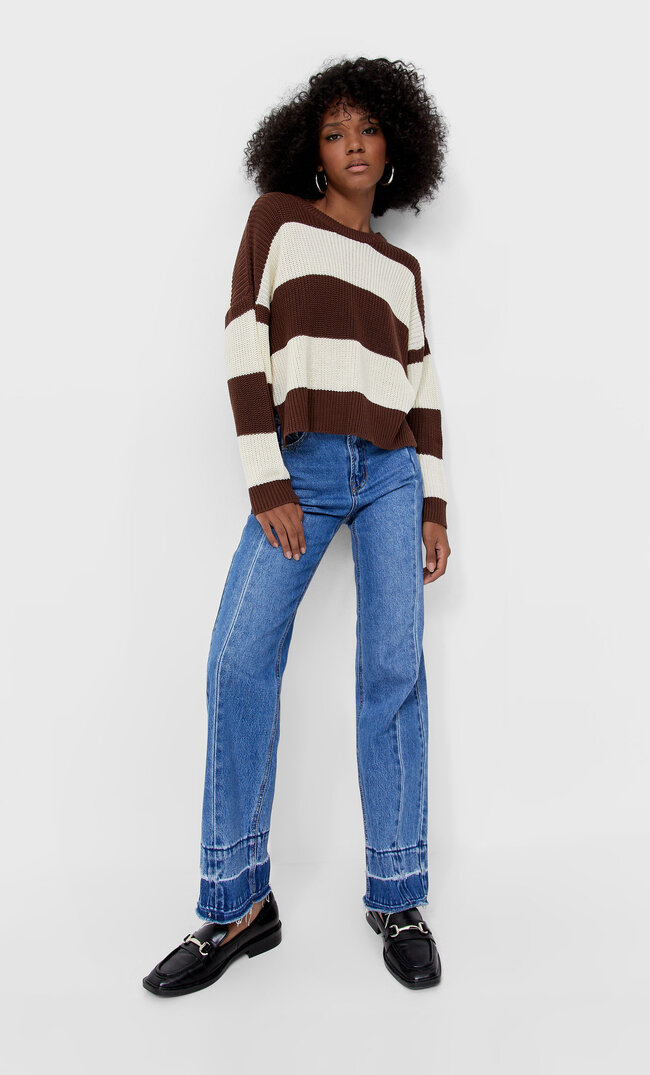 Stradivarius Strickpullover Im Slouchy-Fit Braun Xl