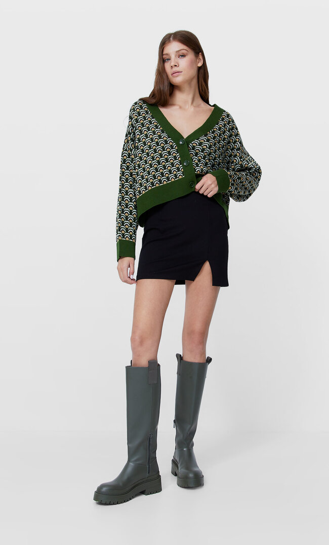 Stradivarius Strickjacke Im Retrolook Khaki Xs