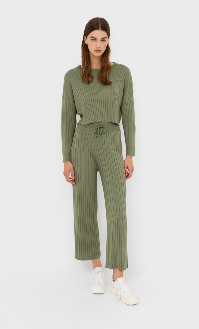 Stradivarius Strick-Culotte Khaki S
