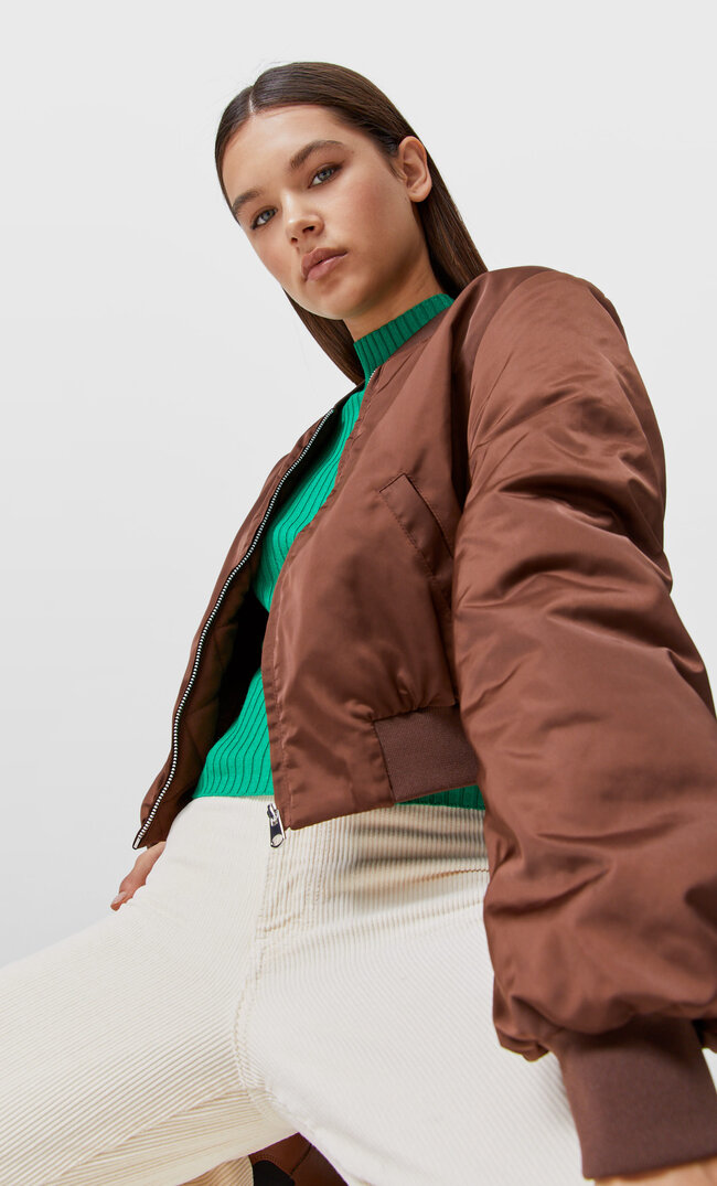 Stradivarius Bomberjacke Braun Xl