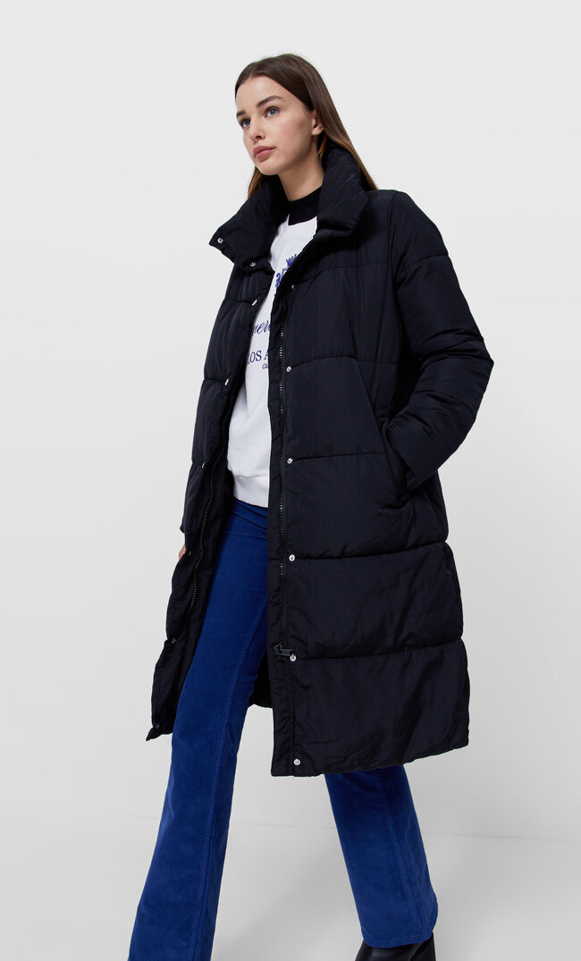 Stradivarius Puffer Coat Black S