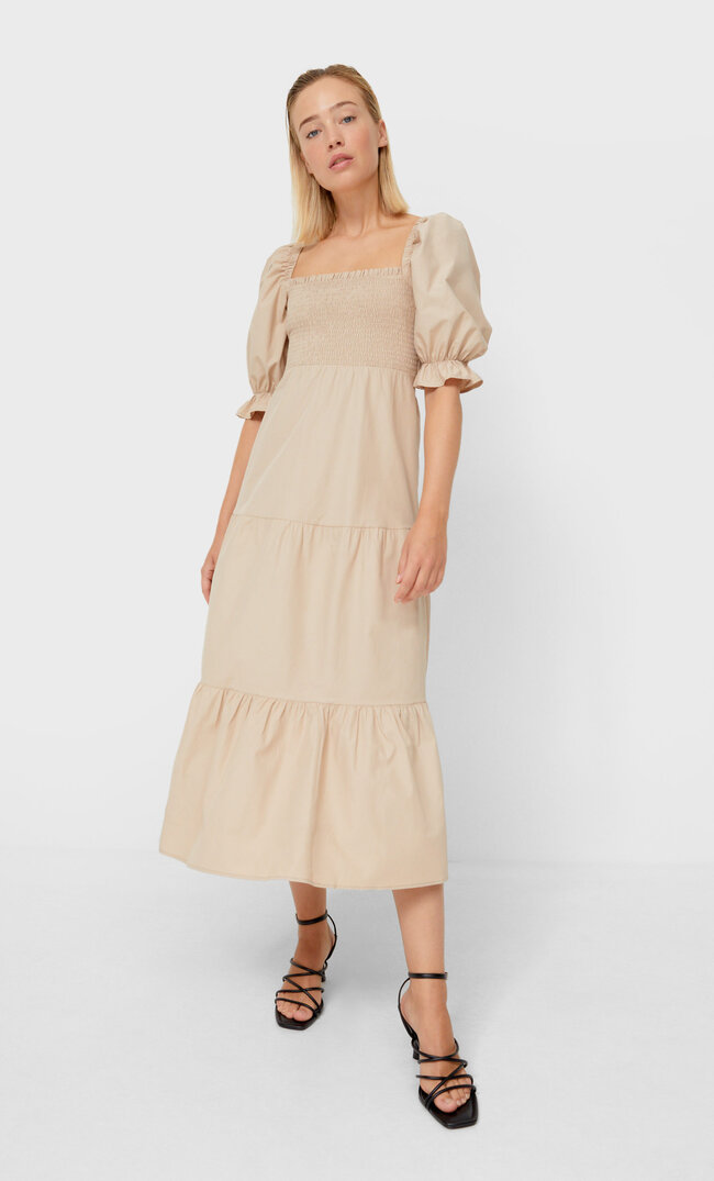 Stradivarius Tiered Dress Stone S