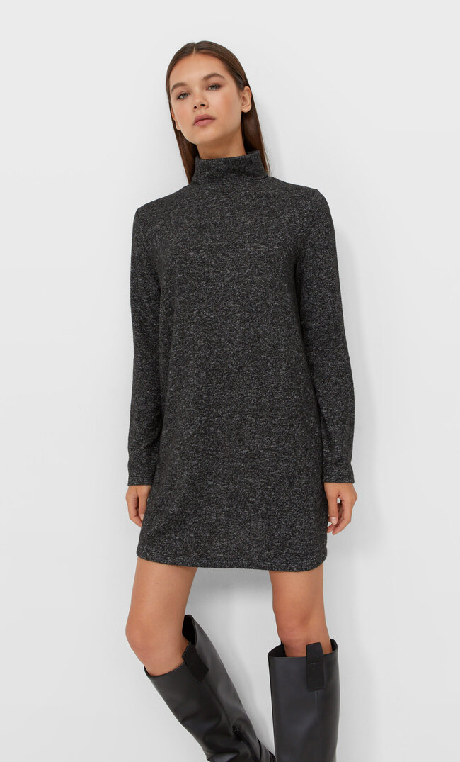 Stradivarius Weiches, Kurzes Kleid Graumeliert Xl