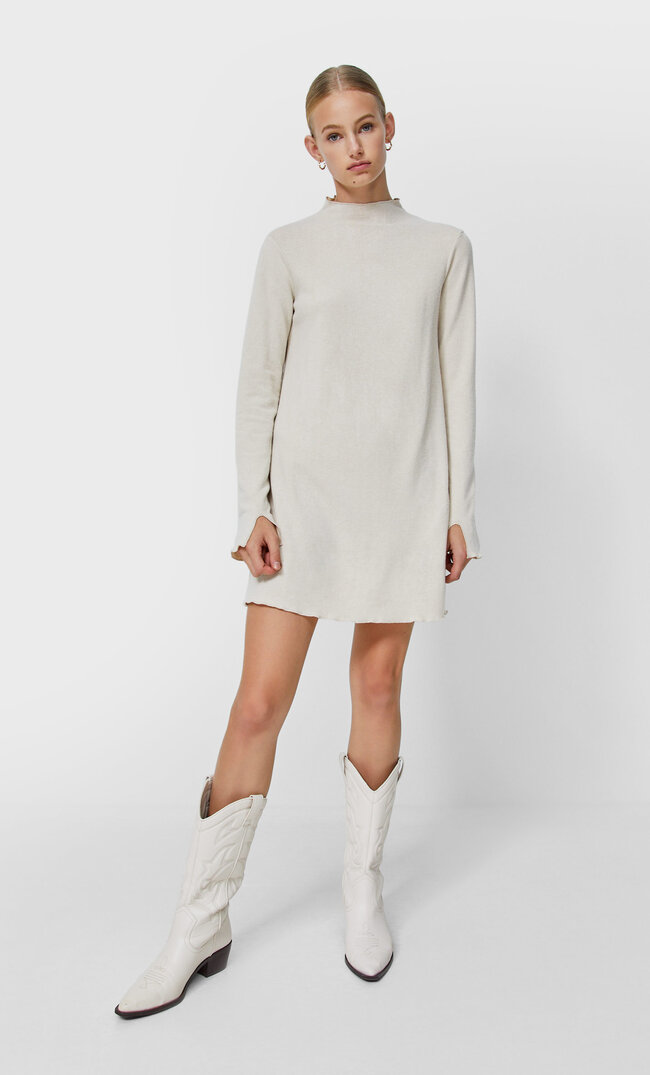 Stradivarius Weiches, Kurzes Kleid Steingrau Xs