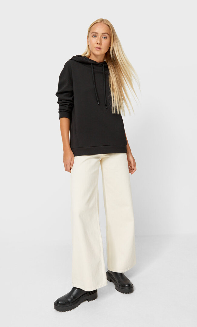 Stradivarius Basic-Hoodie Schwarz Xs