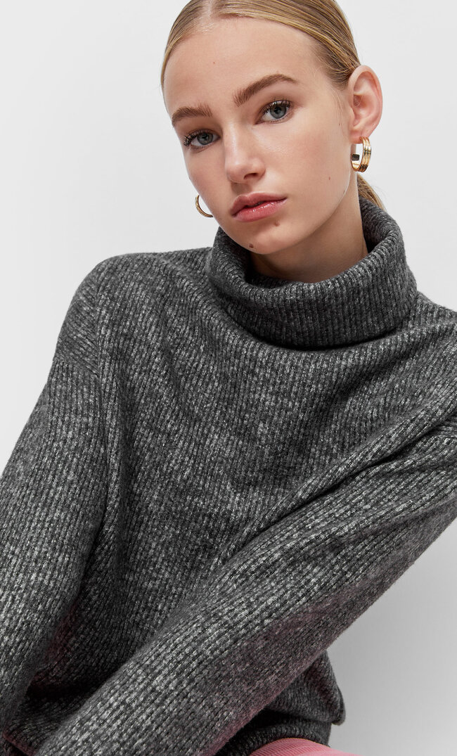 Stradivarius Weiches Oversize-Shirt Graumeliert Xl