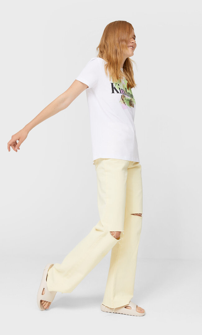 Stradivarius Shirt Mit Kettenprint Weiß S