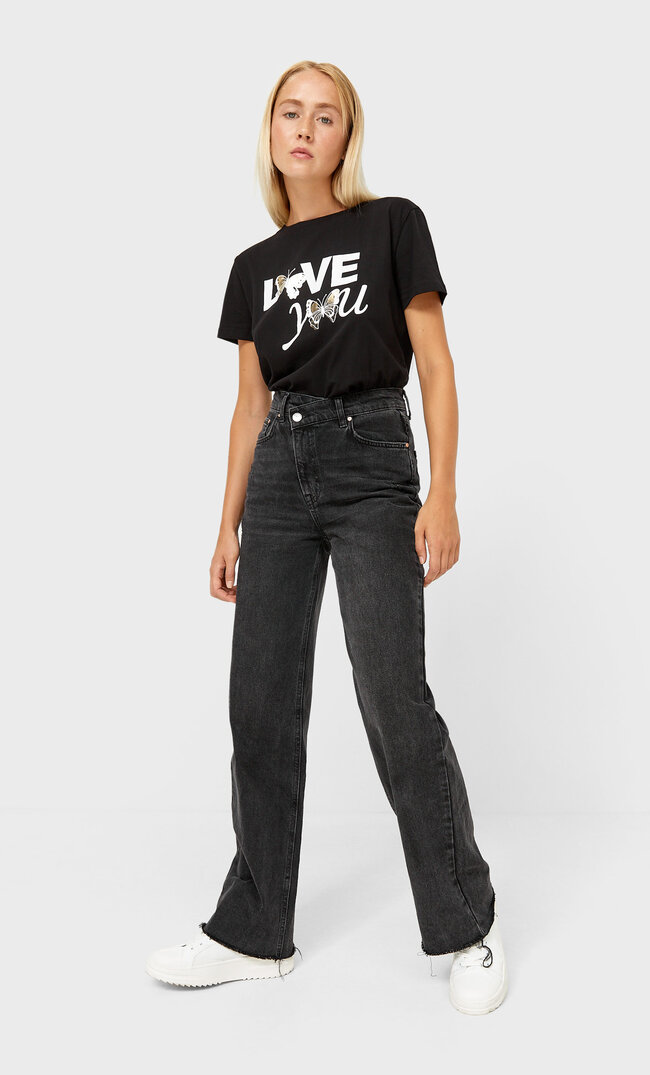 Stradivarius Shirt Mit Kettenprint Schwarz Xl