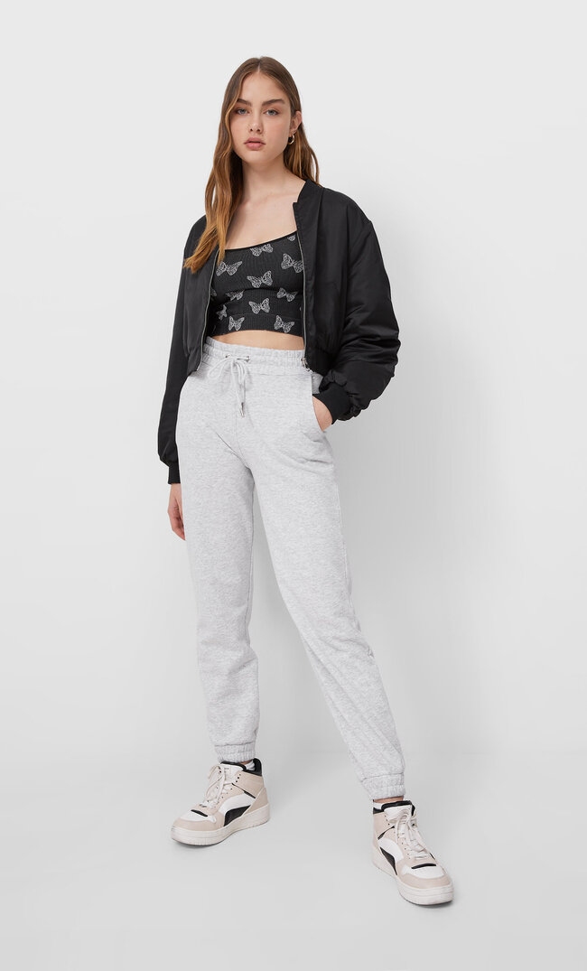 Stradivarius Żakardowy Top Na Ramiączkach Czarny M