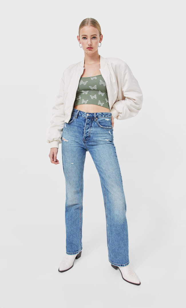 Stradivarius Trägertop Mit Jacquardmuster Khaki M