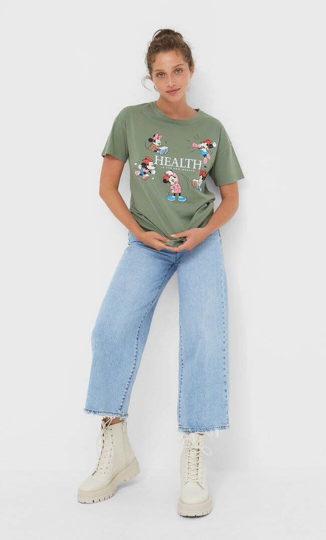Stradivarius Shirt Minnie Sport Khaki M