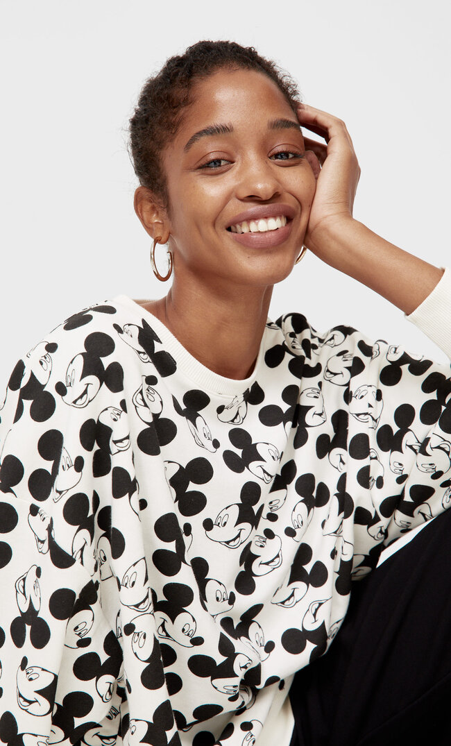 Stradivarius Sweatshirt Mickey Ecru L