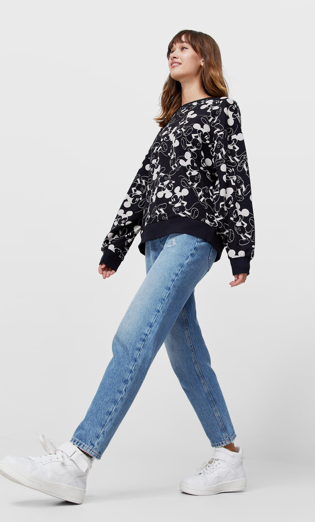 Stradivarius Толстовка «Микки» Темно-Серый M