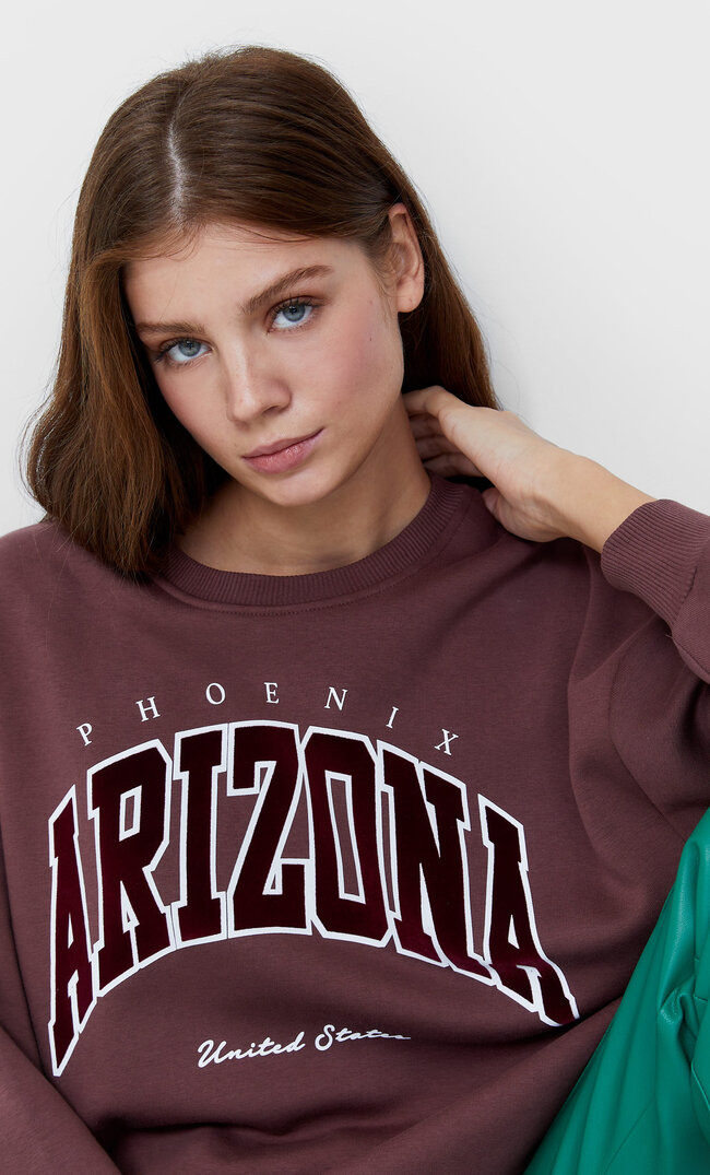 Stradivarius Varsity-Sweatshirt Braun L
