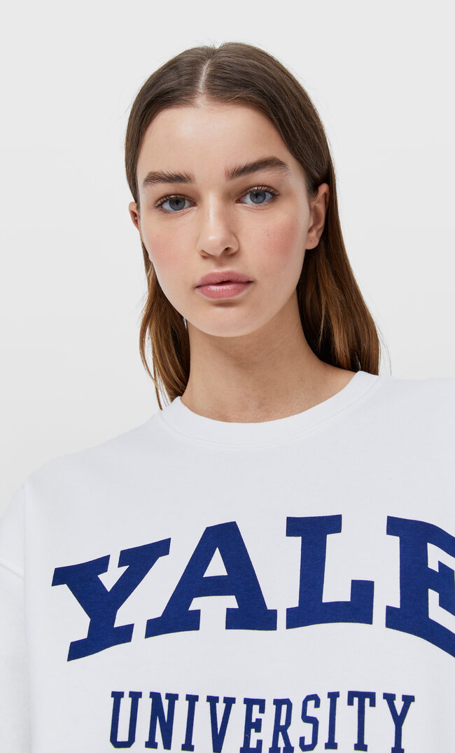 Stradivarius Oversize-Sweatshirt Yale Ecru Xl