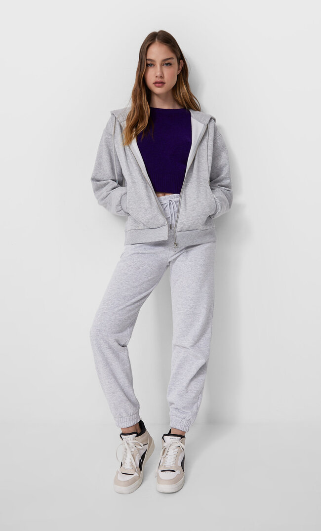 Stradivarius Oversize-Sweatshirt Mit Reißverschluss Grau Melange Xl