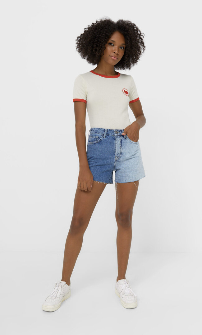 Stradivarius Shirt Mit Kontrast Steingrau Xs