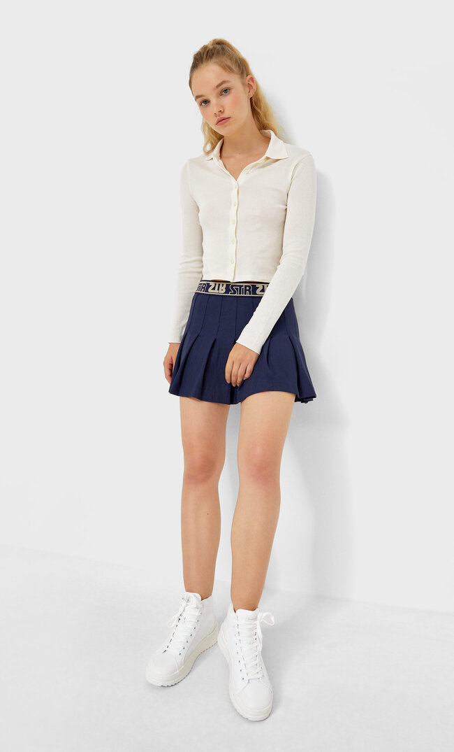 Stradivarius Koszulka Polo Ecru L