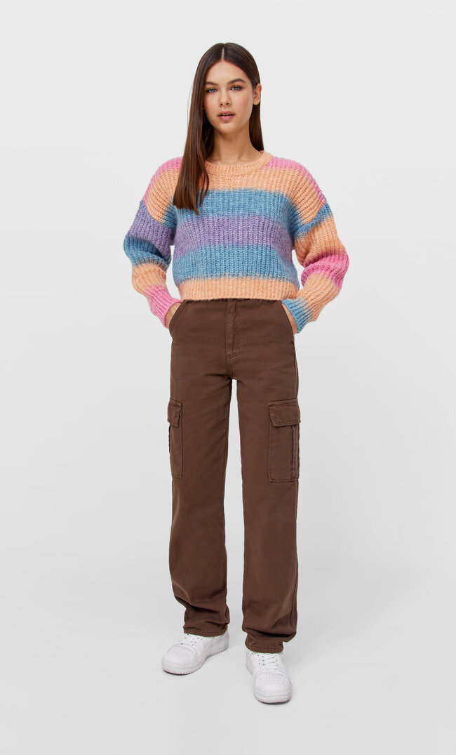 Stradivarius Space-Dye-Pullover Rosa L