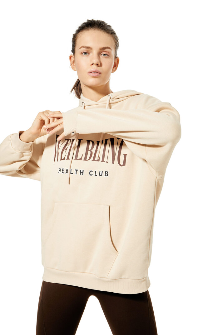 Stradivarius Oversized Hooded Sweatshirt Stone M