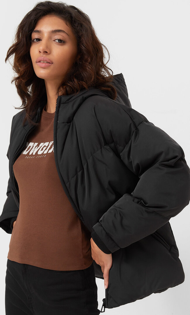 Stradivarius Kurtka Pikowana Oversize Czarny S
