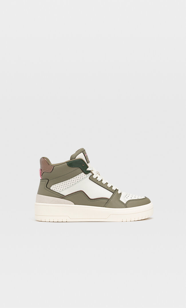 Stradivarius High-Top Trainers With Decorative Pieces Khaki 2