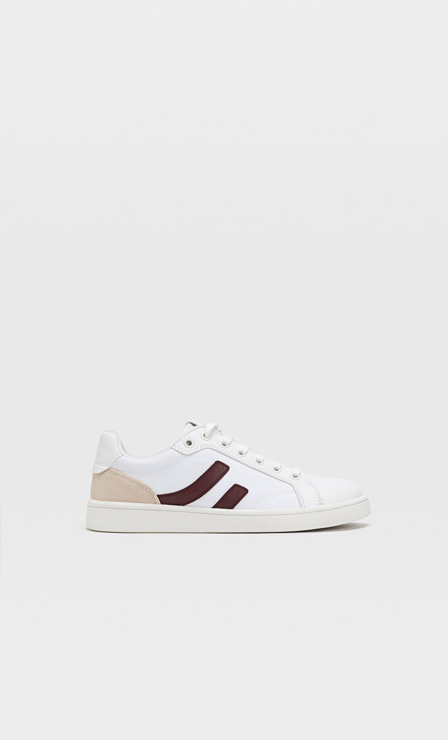 Stradivarius White Trainers With Side Stripe Detail White 5