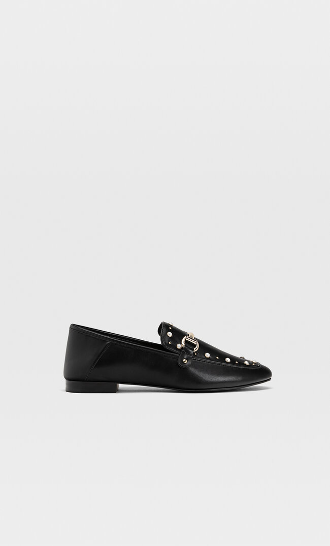 Stradivarius Soft Loafers With Buckle Detail Black 3