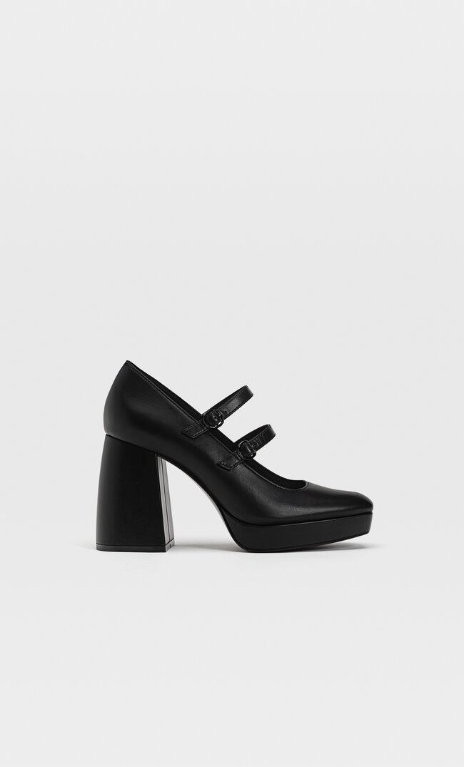 Stradivarius Buty Na Obcasie Ze Sprzączkami Czarny 39