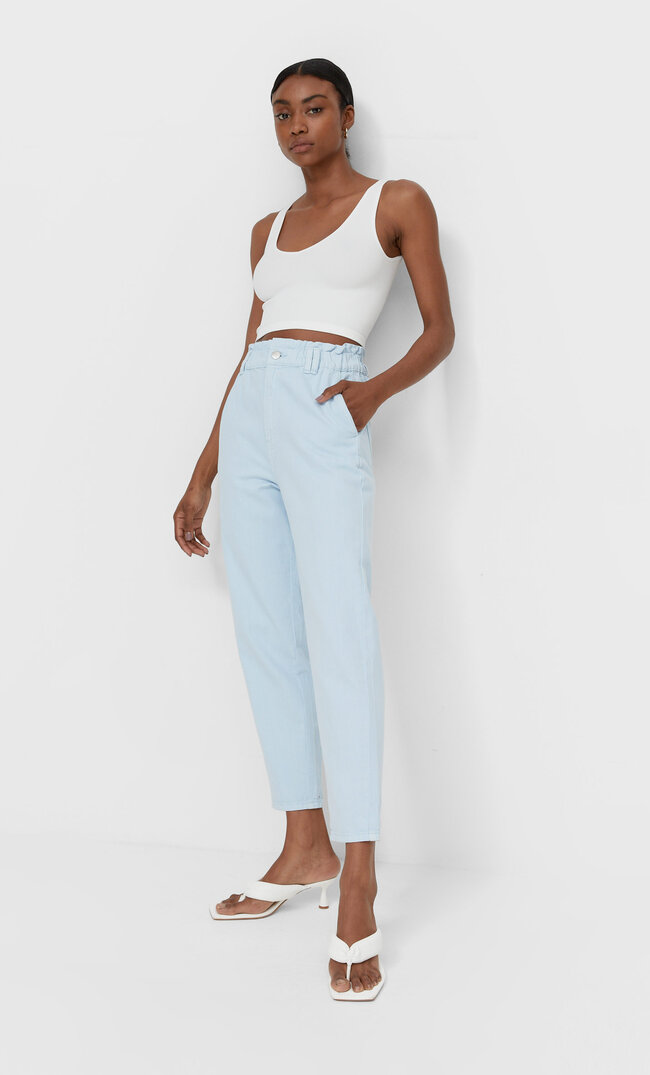 Stradivarius Baggy-Jeans Aus Twill Blau S