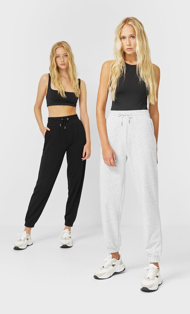 Stradivarius Komplet 2 Par Spodni Jogger Kobieta Czarny Xl