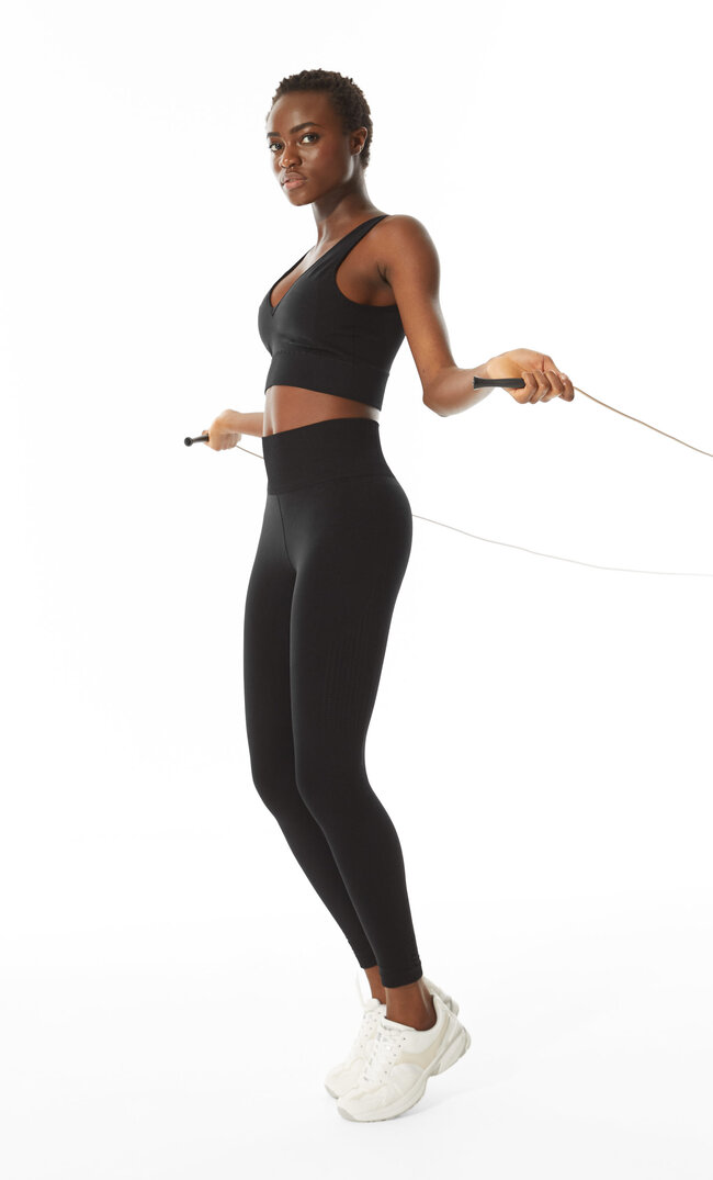 Stradivarius Modelujące Legginsy Sportowe Czarny M