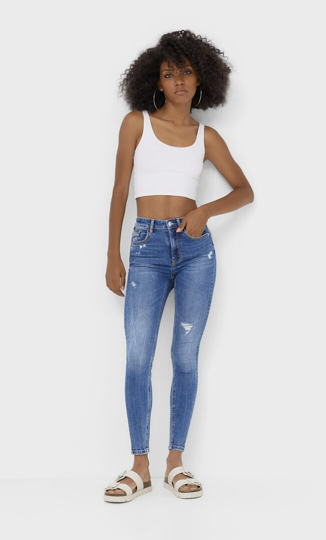 Stradivarius Regular Waist Skinny-Jeans Verwaschen 40