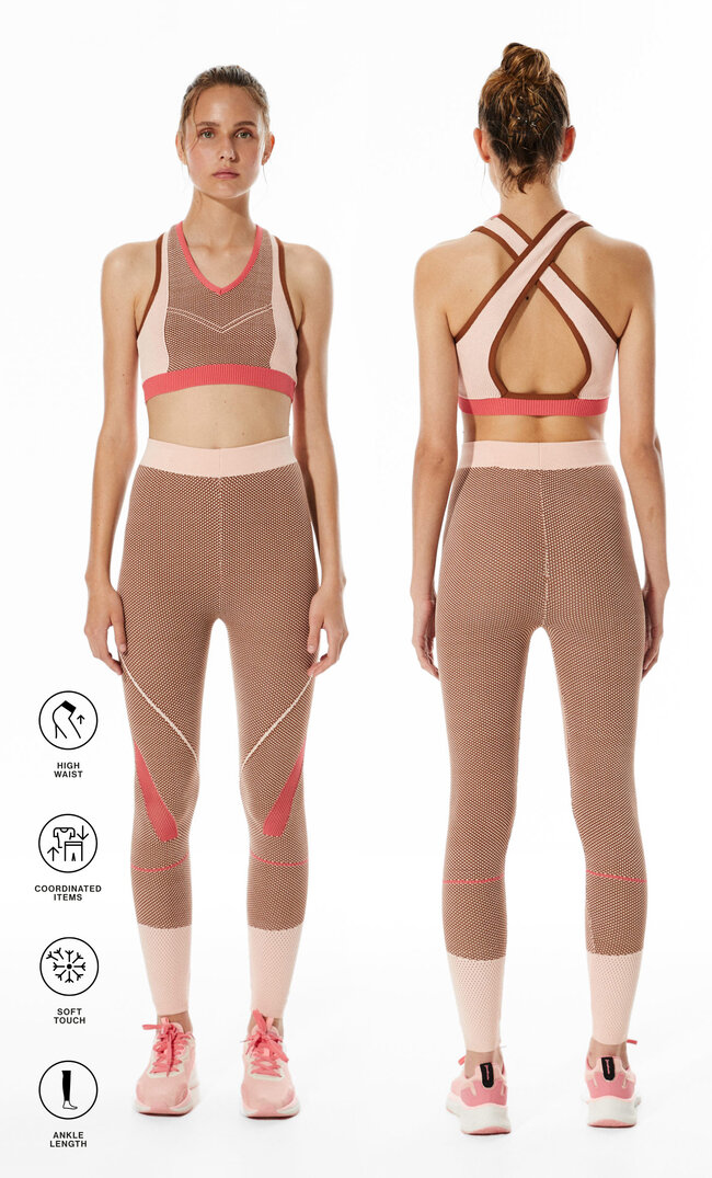 Stradivarius Sportleggins Aus Strickgewebe Puderrosa L