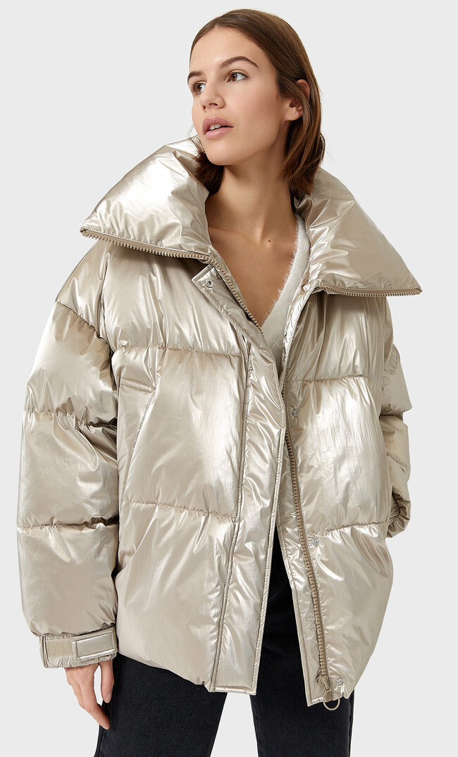 Stradivarius Glänzende Puffjacke Grau M