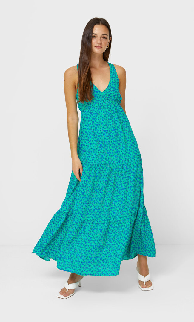 Stradivarius Langes Kleid Mit Blumenprint Grün S