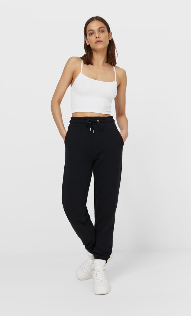 Stradivarius Krótki Bezszwowy Top Na Ramiączkach Kobieta Ecru Xs