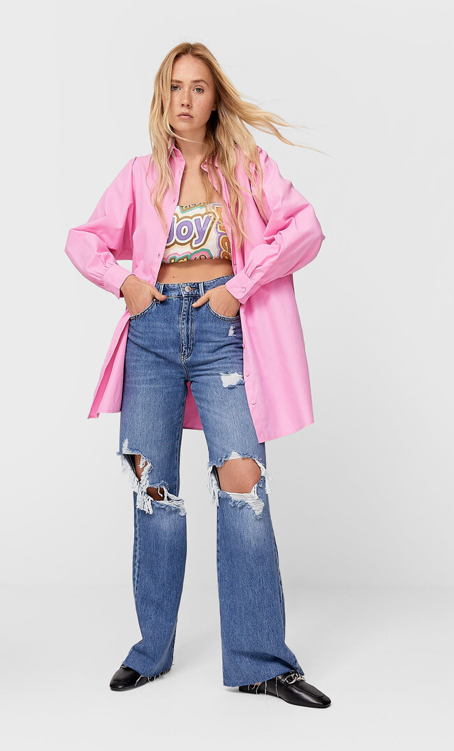 Stradivarius Długa Koszula Oversize Z Popeliny Kobieta Cukierkowy Róż L
Stradivarius Długa Koszula Oversize Z Popeliny Kobieta Cukierkowy Róż L