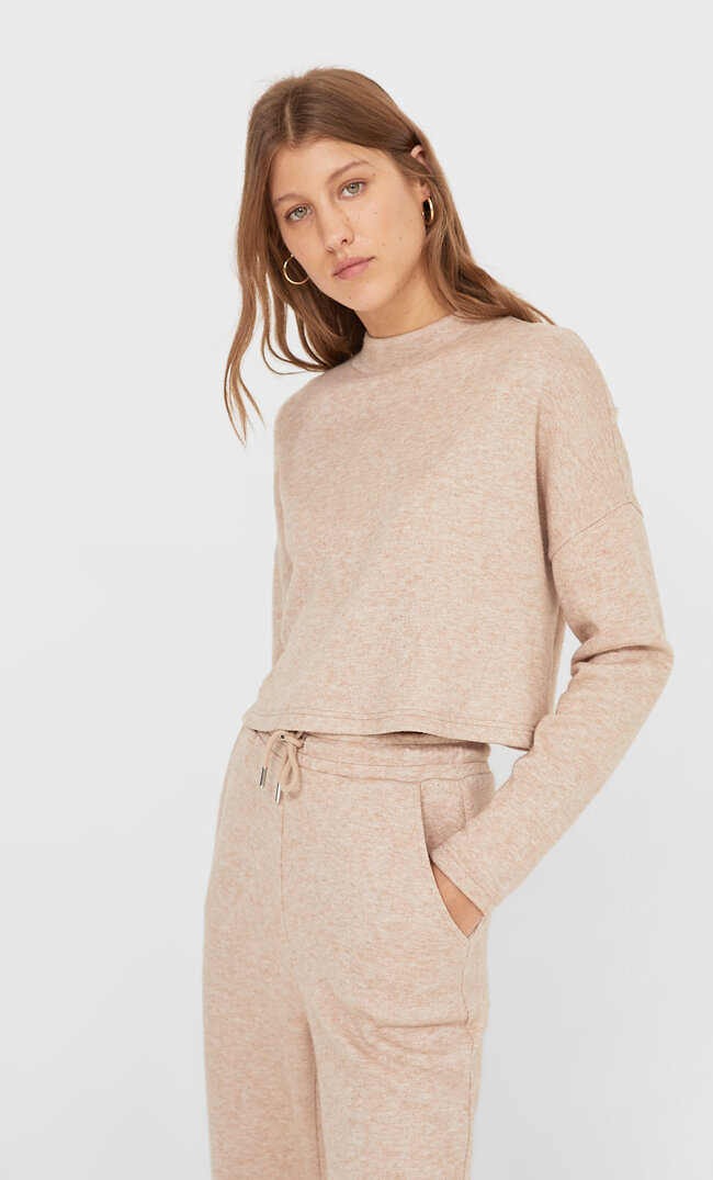 Stradivarius Krótki Sweter Z Półgolfem Kobieta Szary L